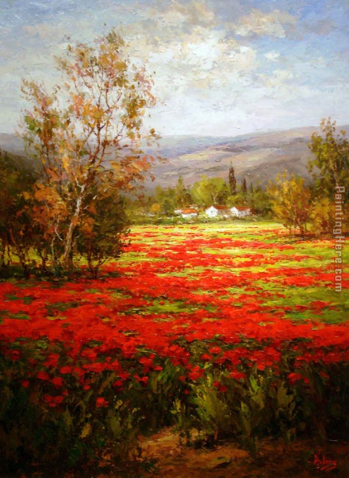 Poppy Field Splendid Pathway painting - Unknown Artist Poppy Field Splendid Pathway art painting